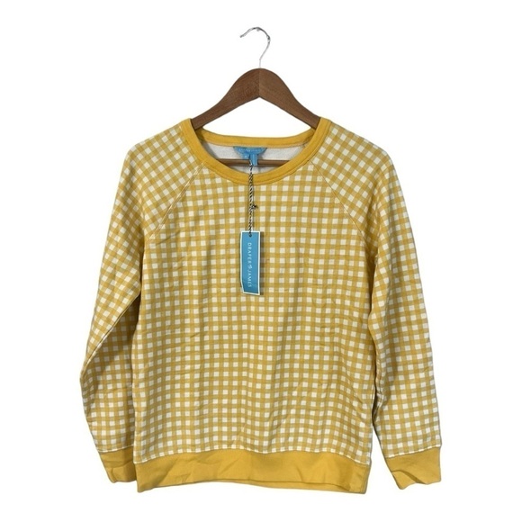 Draper James Yellow Natalie Gingham Sweatshirt Reese Witherspoon Brand New - Picture 4 of 9